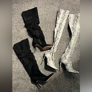 Black Suede Thigh Boot Jessica Simpson & Snakeskin Steve Madden